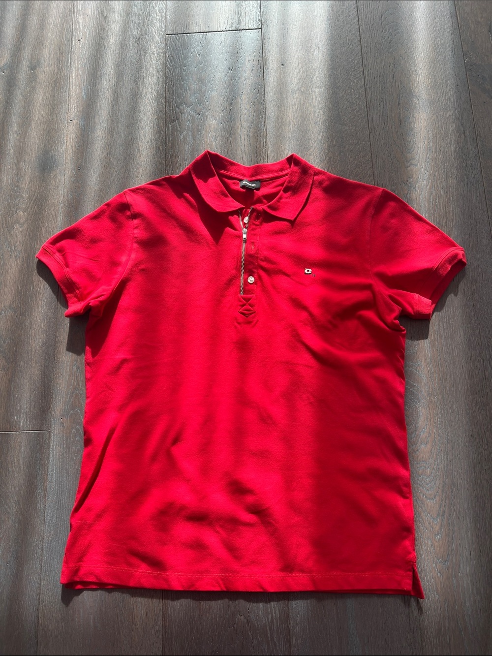 Diesel Men's Bright Red Polo with Subtle Chest Detail